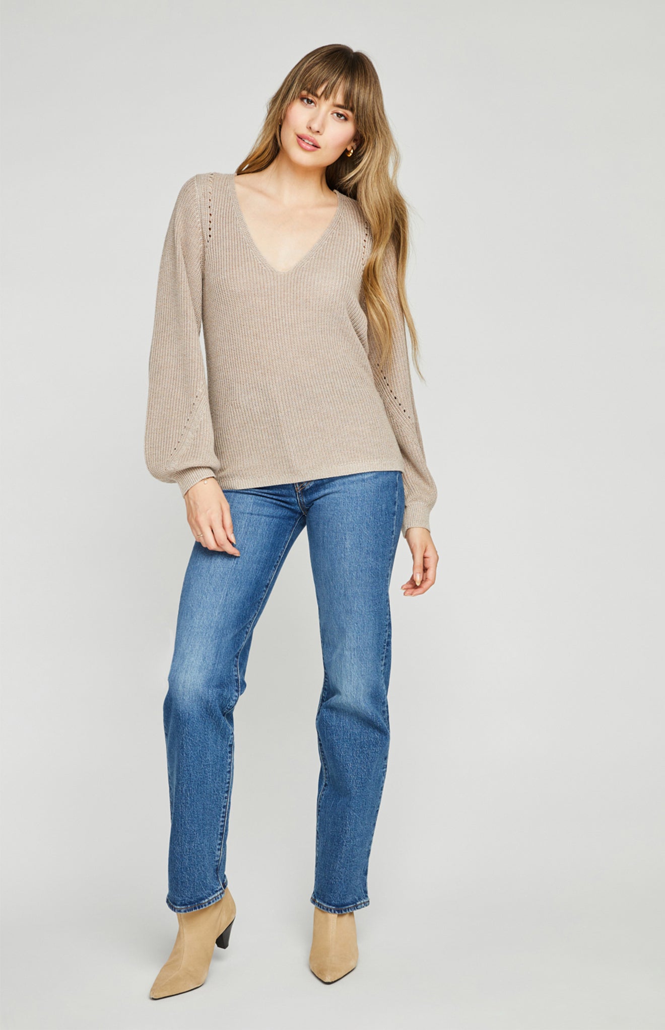 Hailey Pullover Sweater|color:Heather Taupe