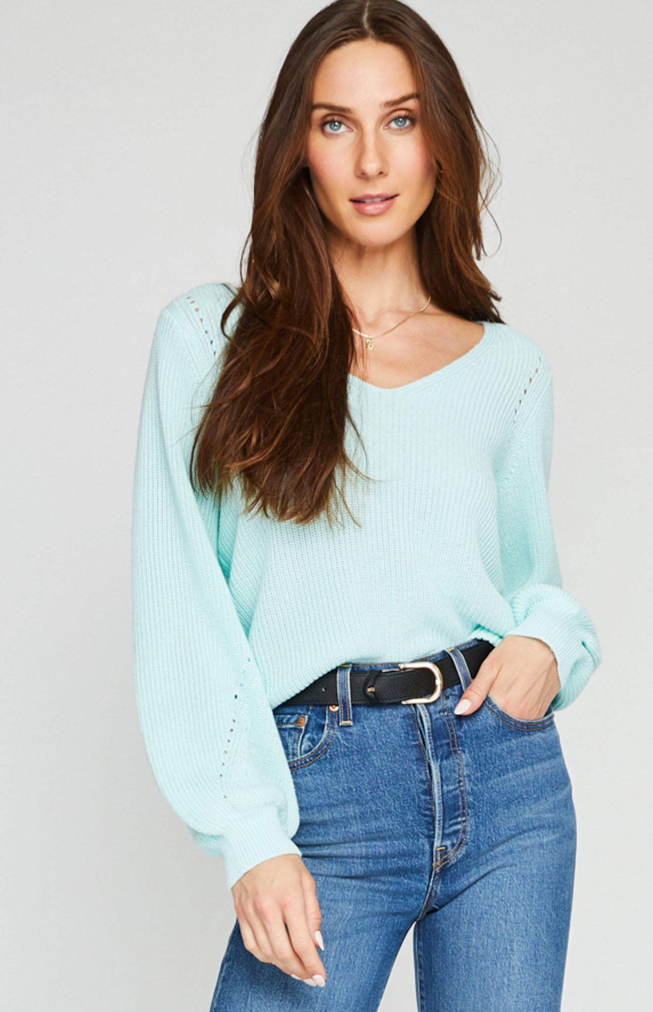 Hailey Pullover Sweater|color:Seaglass