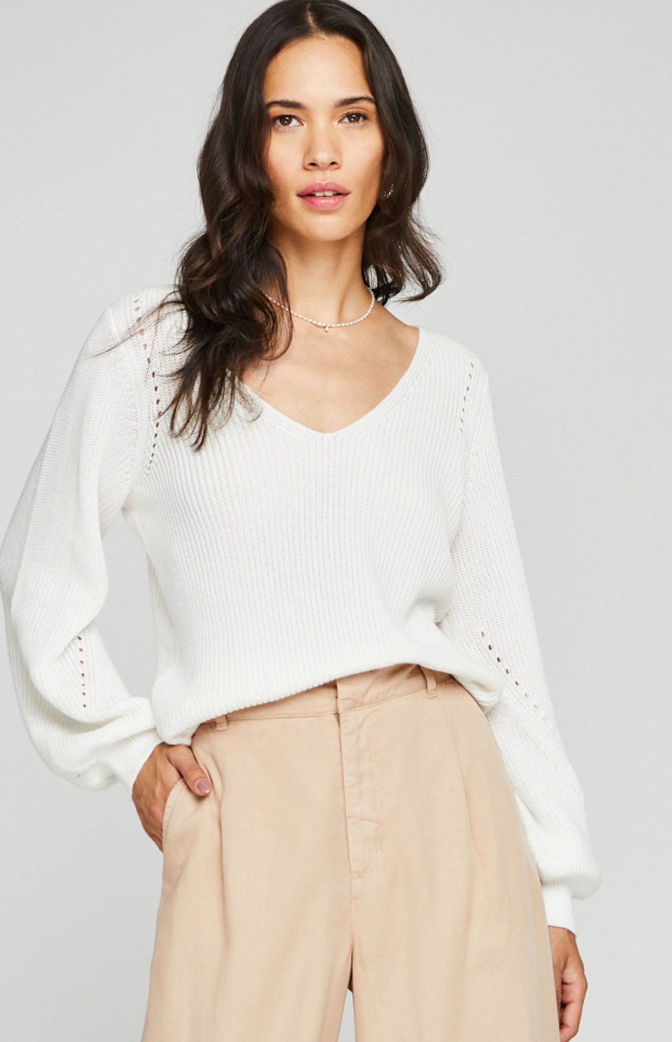 Hailey Pullover Sweater|color:White