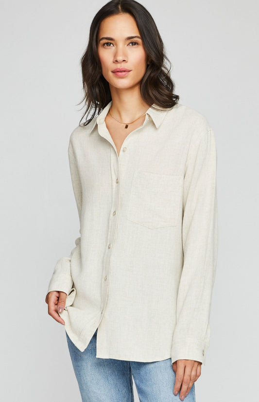 Portia Button Down Shirt|color:Linen