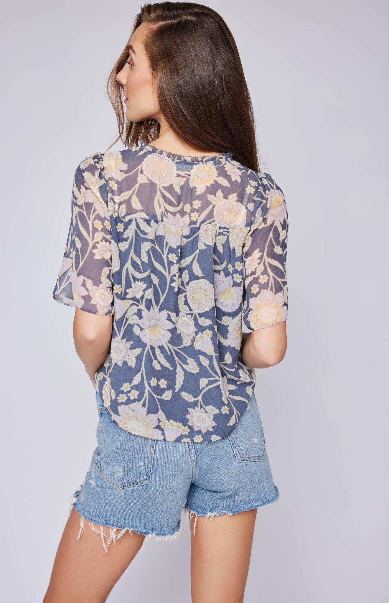 Alexandra Blouse|color:Blue Floral