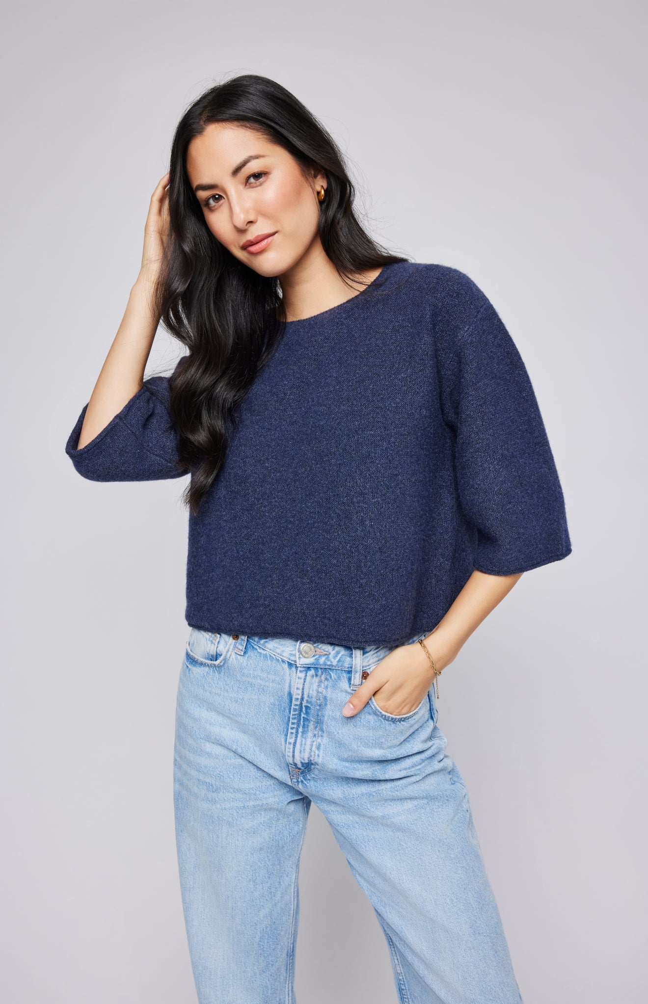 Molly Pullover Sweater|color:Heather Blue