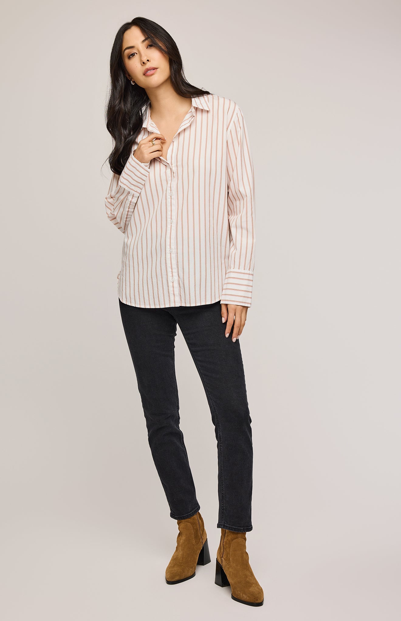 Valencia Button Down Shirt|color:White Stripe