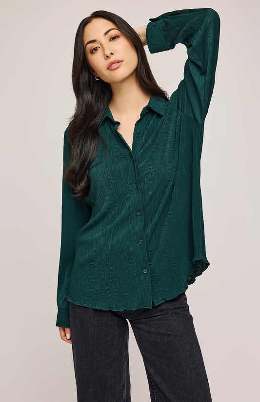 Sheila Button Down Shirt|color:Forest