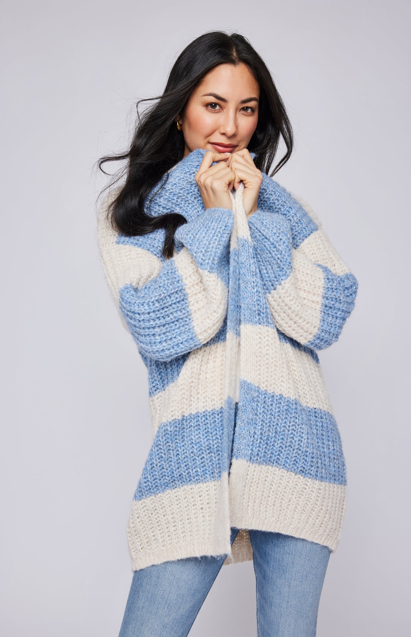 Enid Knit Cardigan|color:Sky Stripe