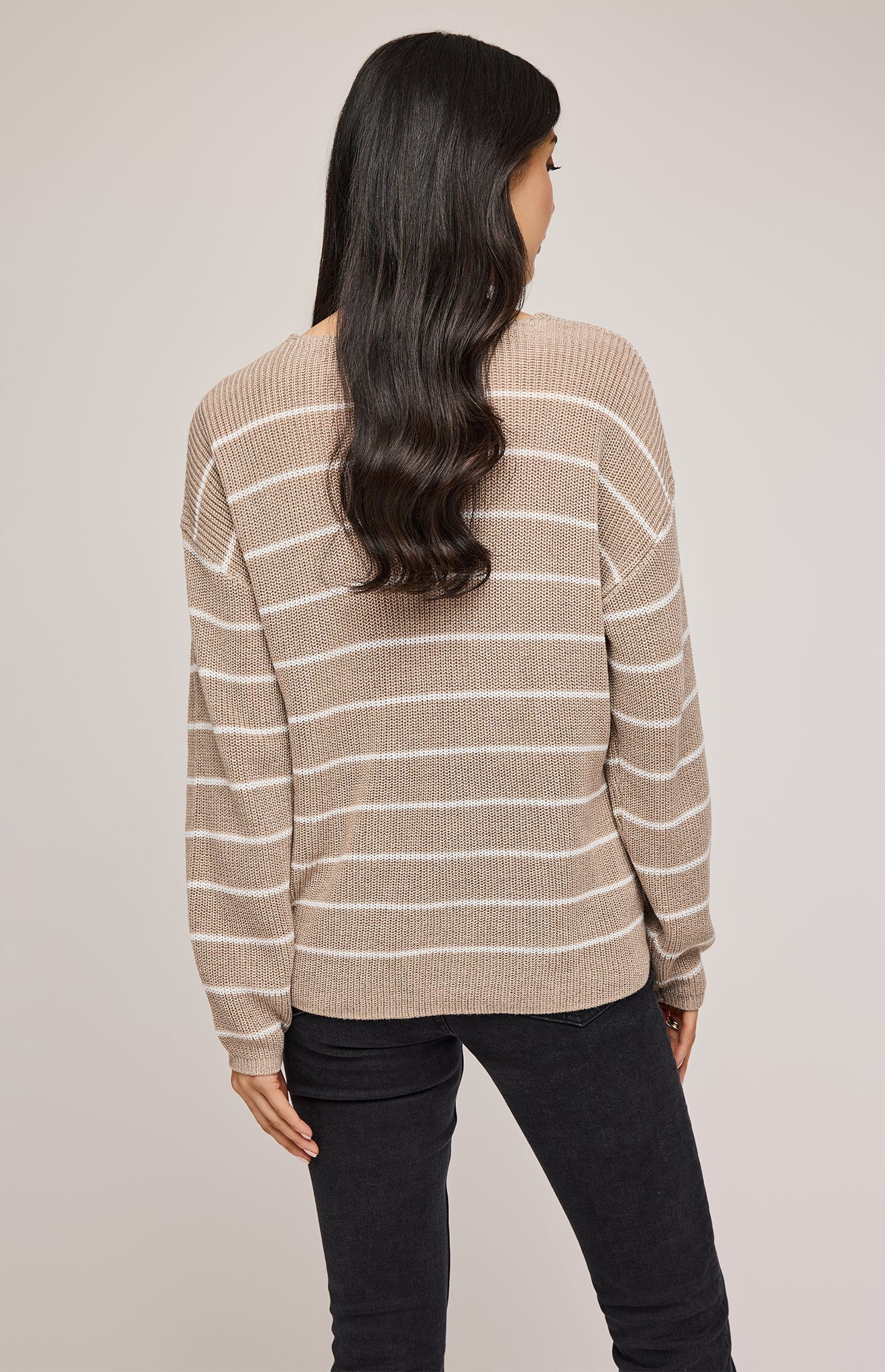 Tucker Pullover Sweater|color:Heather Cashew Stripe