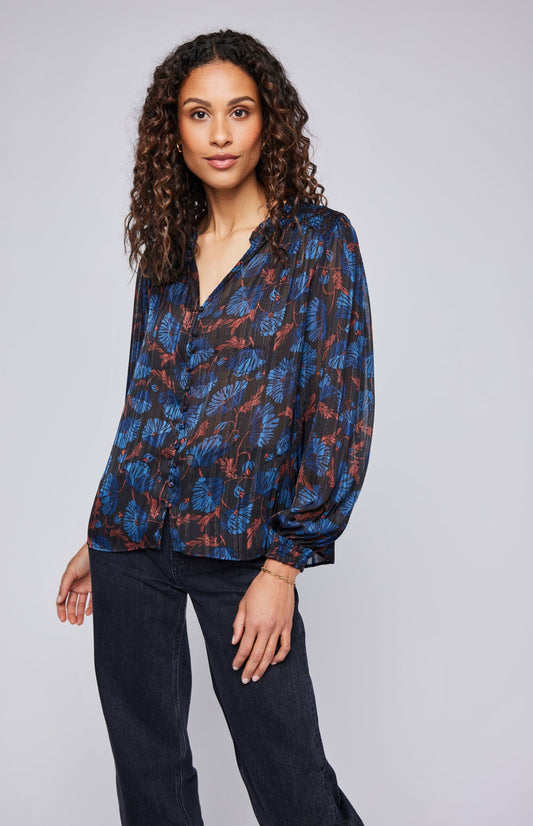 Sasha Blouse|color:Indigo Floral