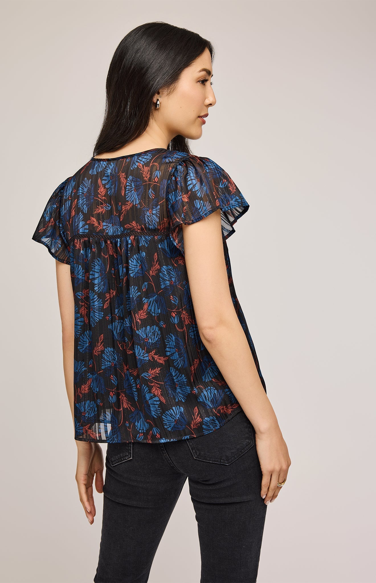 Frida Blouse|color:Indigo Floral