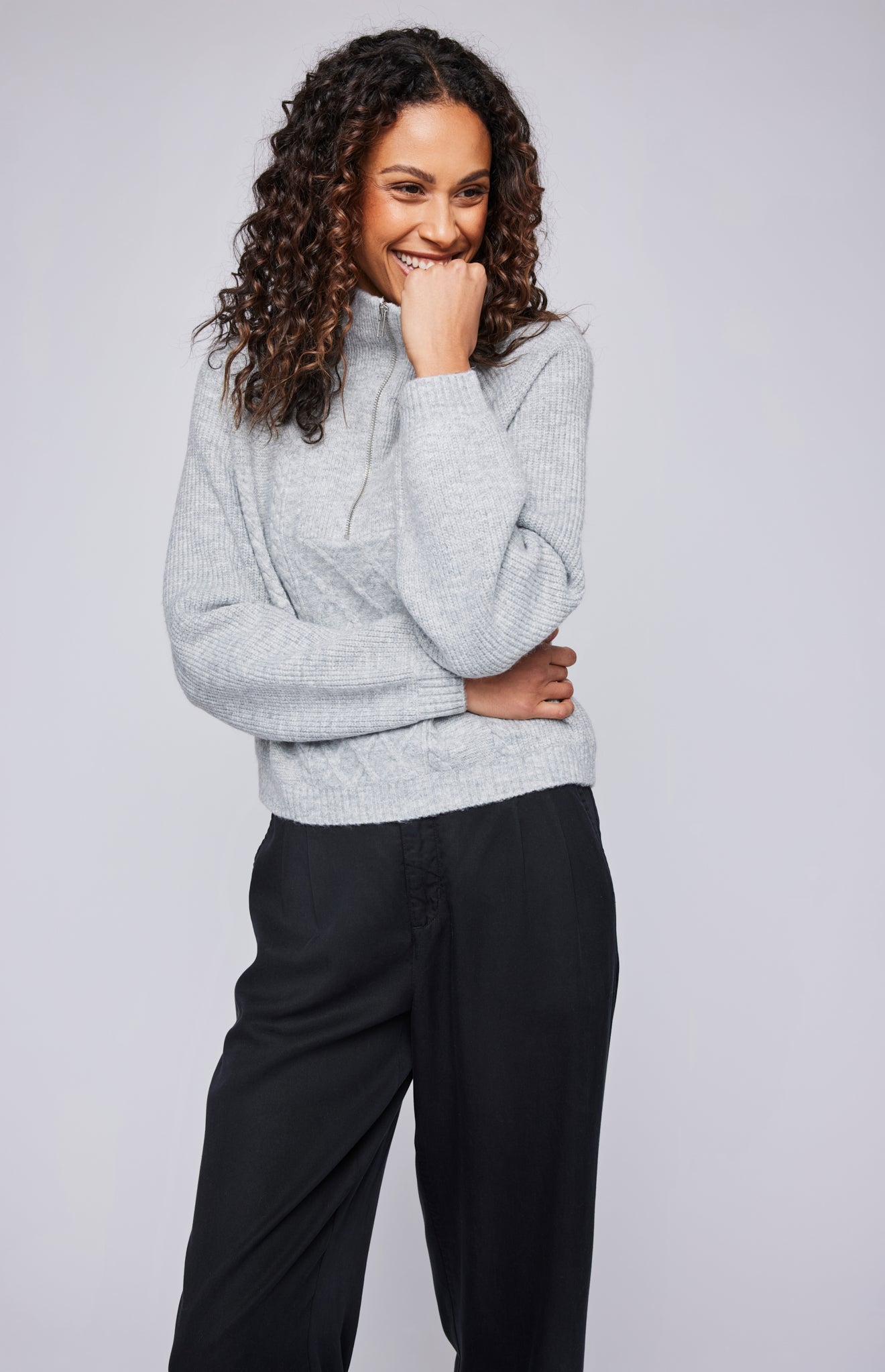 Georgie Pullover Sweater|color:Heather Grey