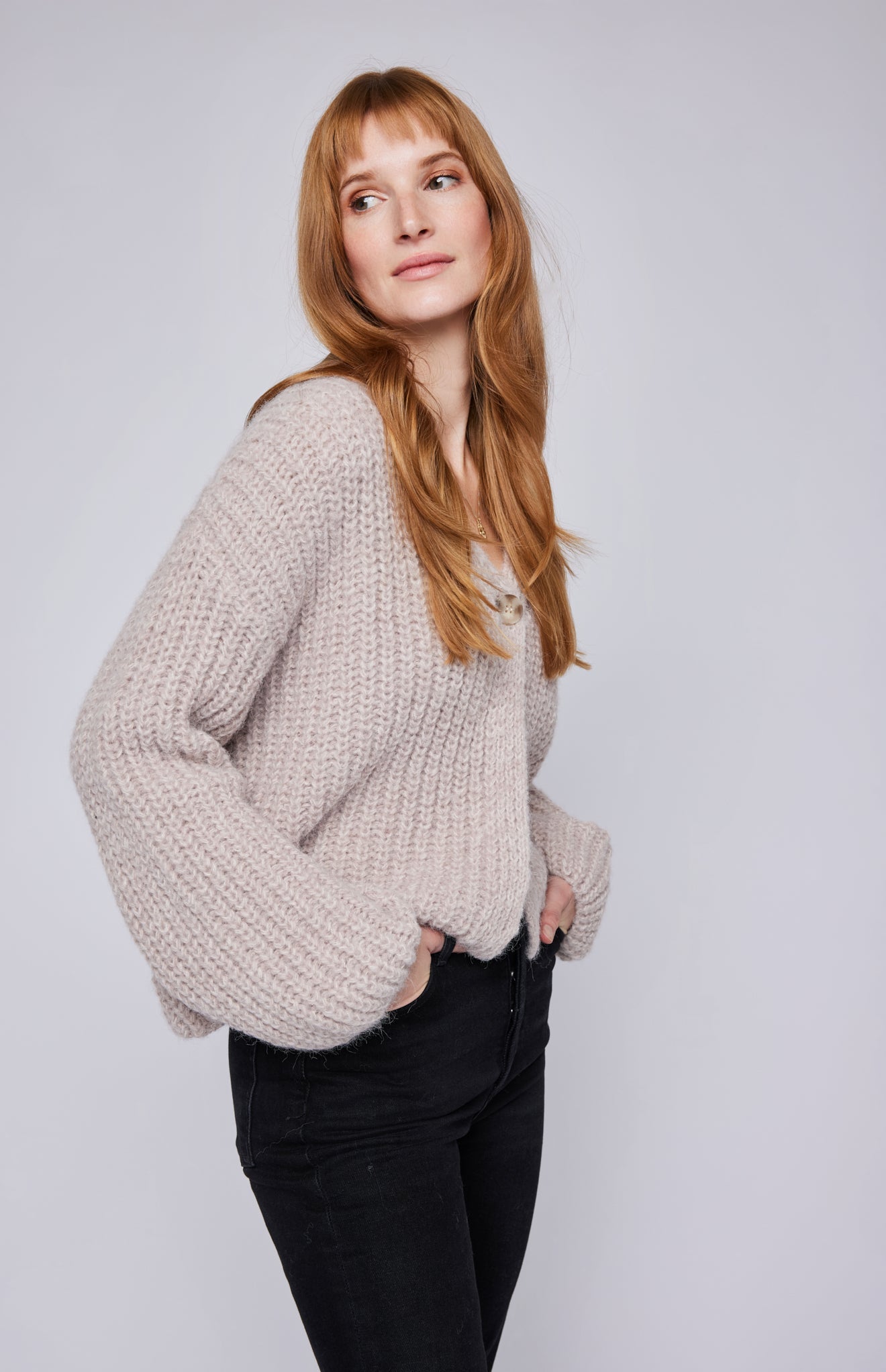 Ilene Cardigan|color:Heather Pearl