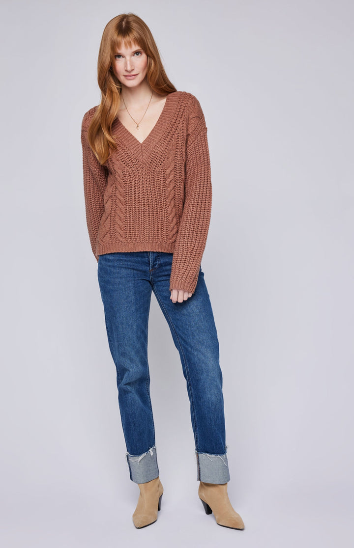Jensen Relaxed Open Knit V-Neck Sweater by Gentle Fawn main image 0