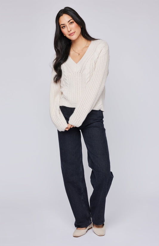 Octavia V-Neck Sweater|color:Cream