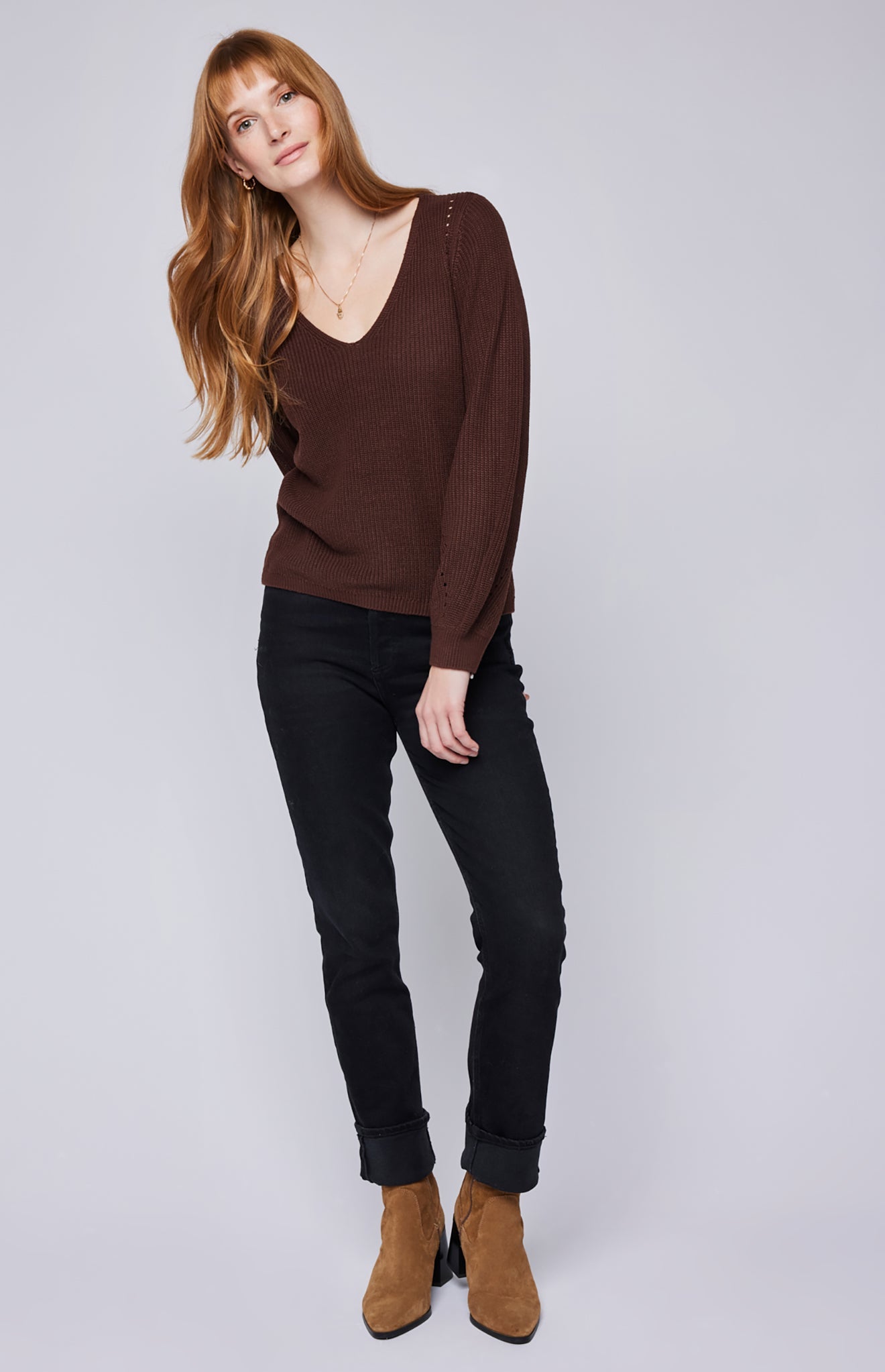 Hailey Pullover Sweater|color:Espresso