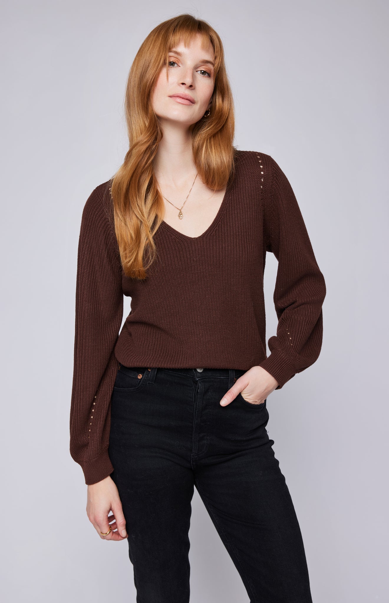 Hailey Pullover Sweater|color:Espresso