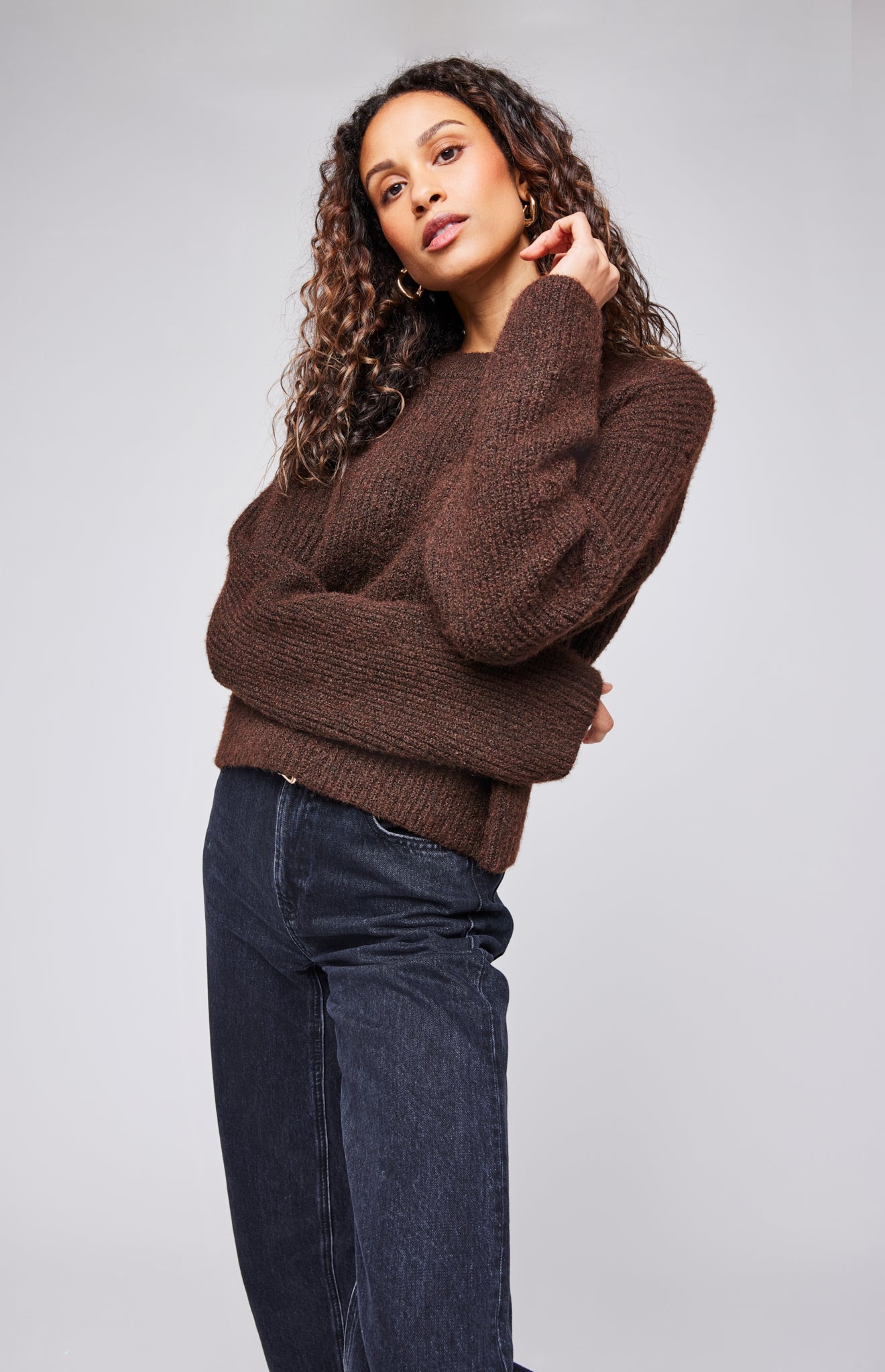 Taylyn Pullover|color:Heather Espresso