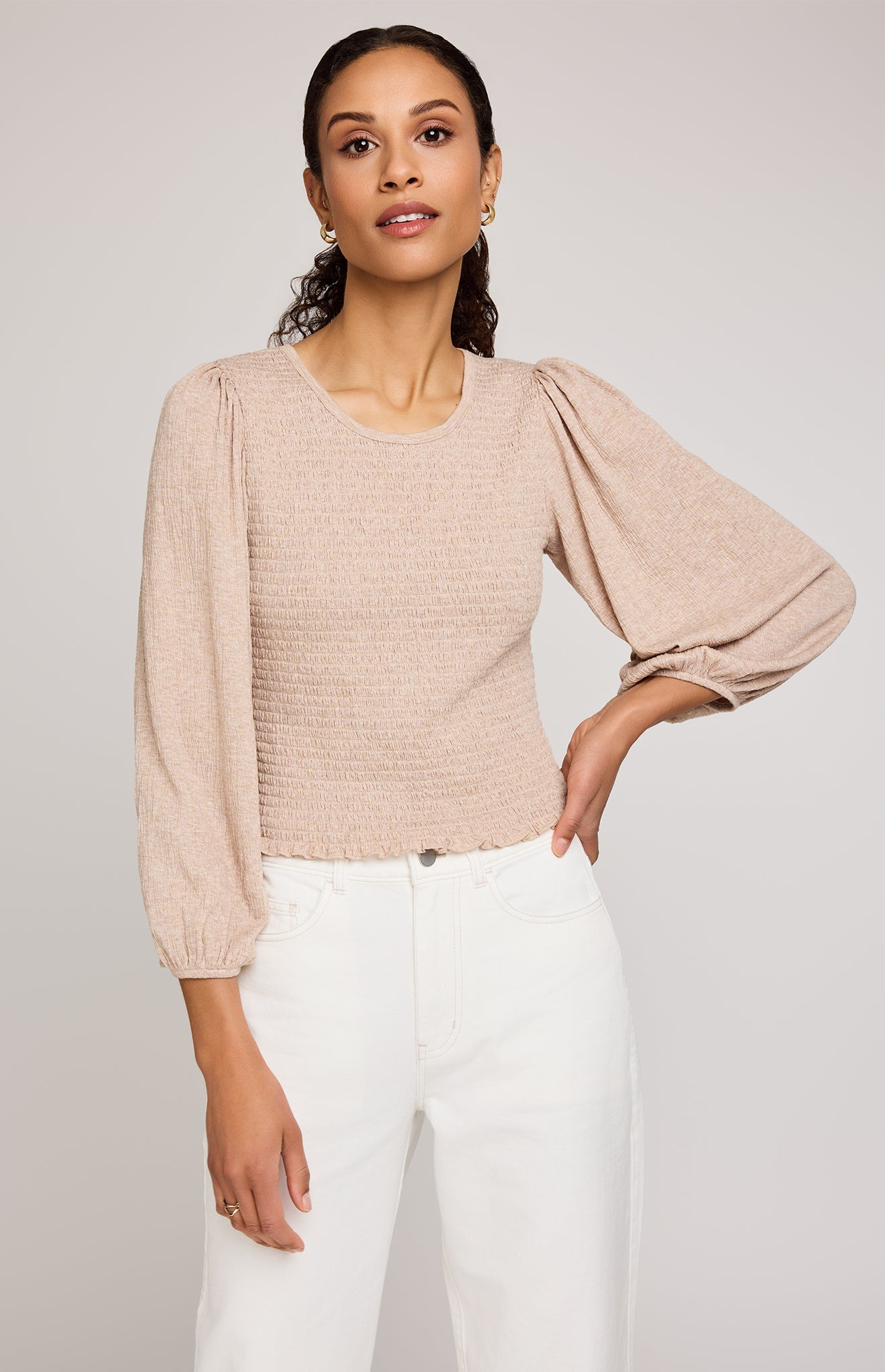 Mischa Top|color:Heather Taupe