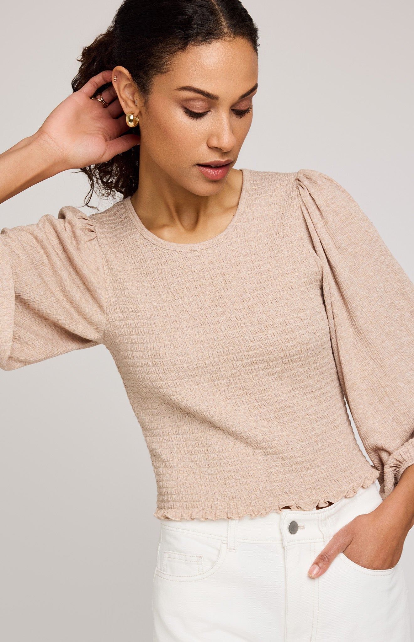 Mischa Top|color:Heather Taupe