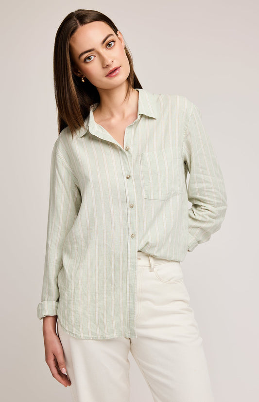 Dominique Button Down Shirt|color:Cactus Stripe