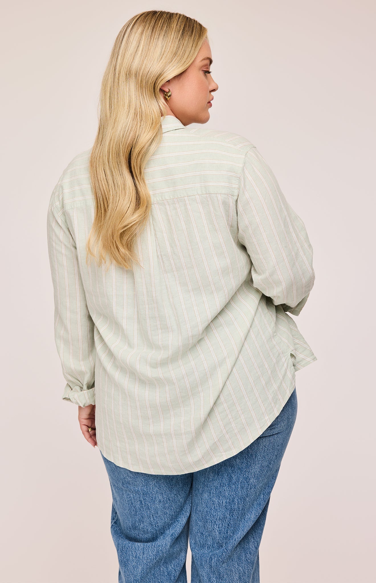 Dominique Button Down Shirt|color:Cactus Stripe