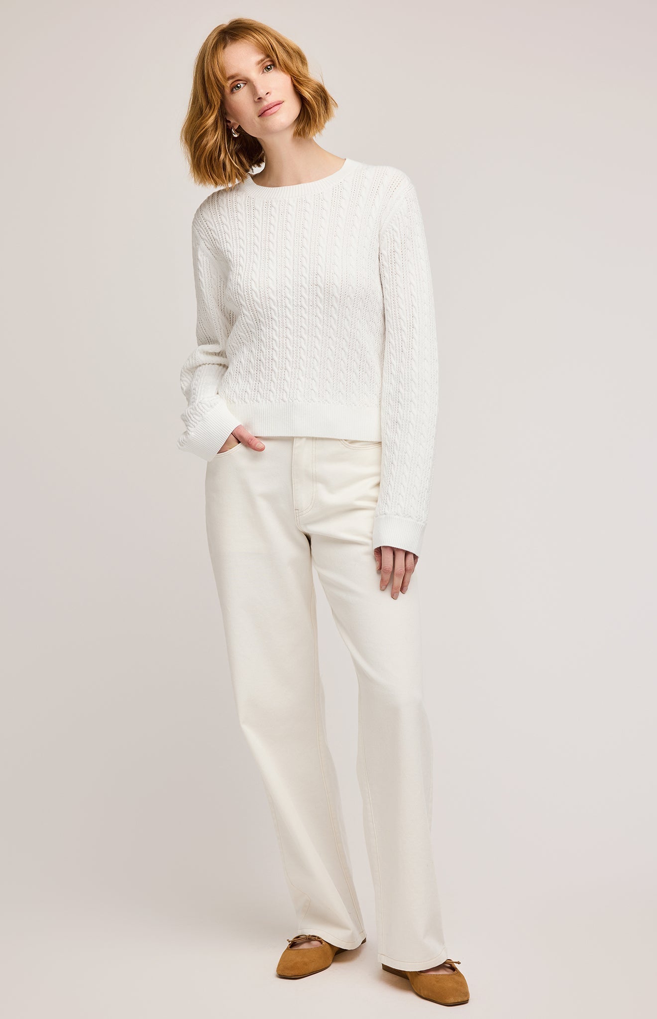 Janice Crew Neck Pullover|color:White