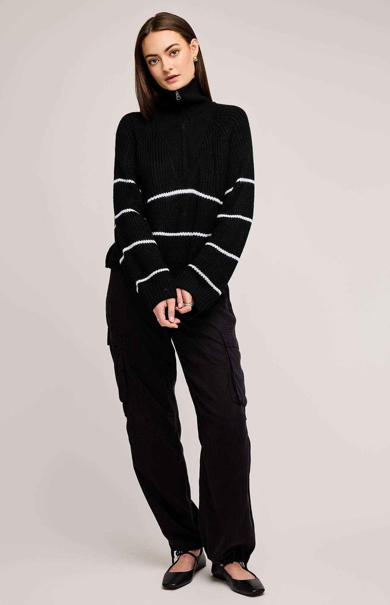 Declan Half Zip Pullover|color:Black