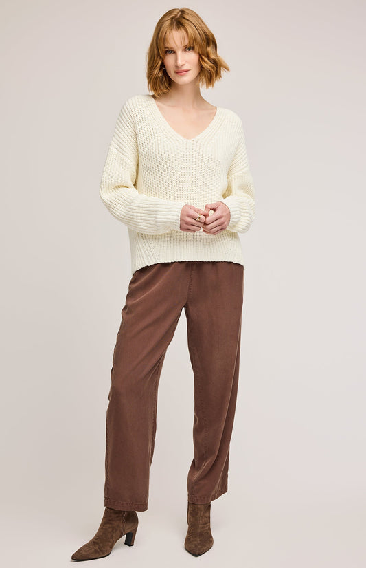 Spencer V-Neck Knit Pullover|color:Cream