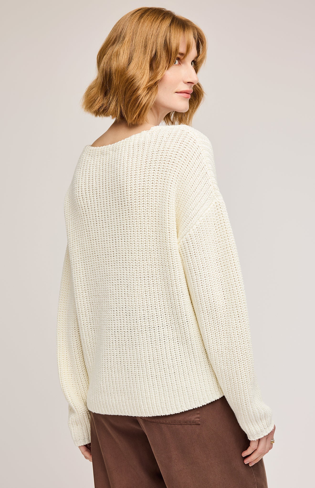 Spencer V-Neck Knit Pullover|color:Cream