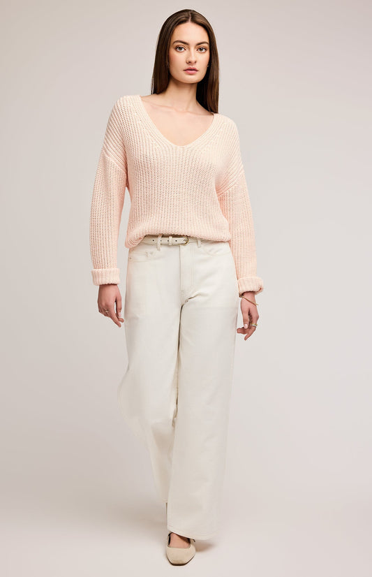 Spencer V-Neck Knit Pullover|color:Rosewater