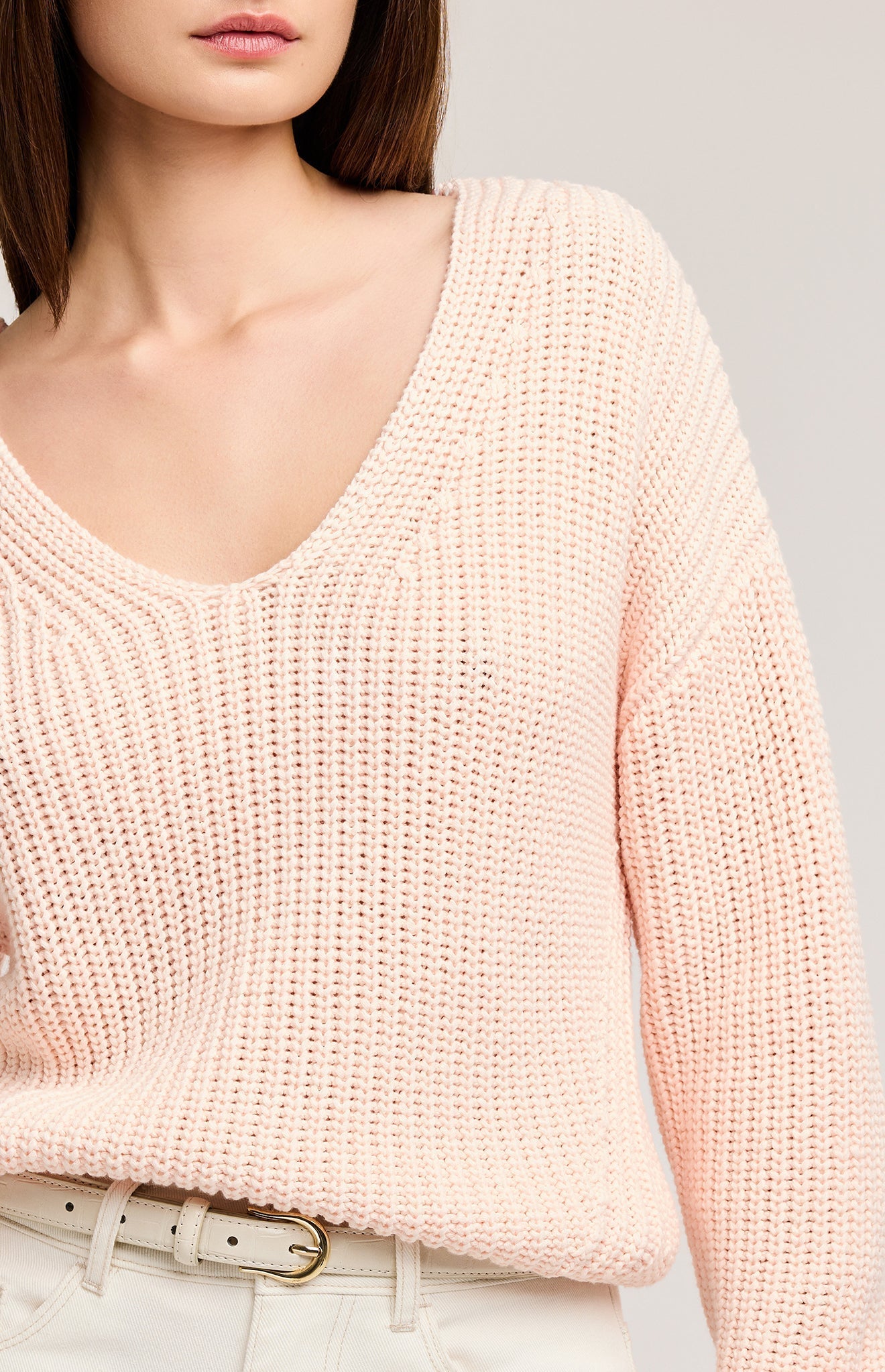 Spencer V-Neck Knit Pullover|color:Rosewater