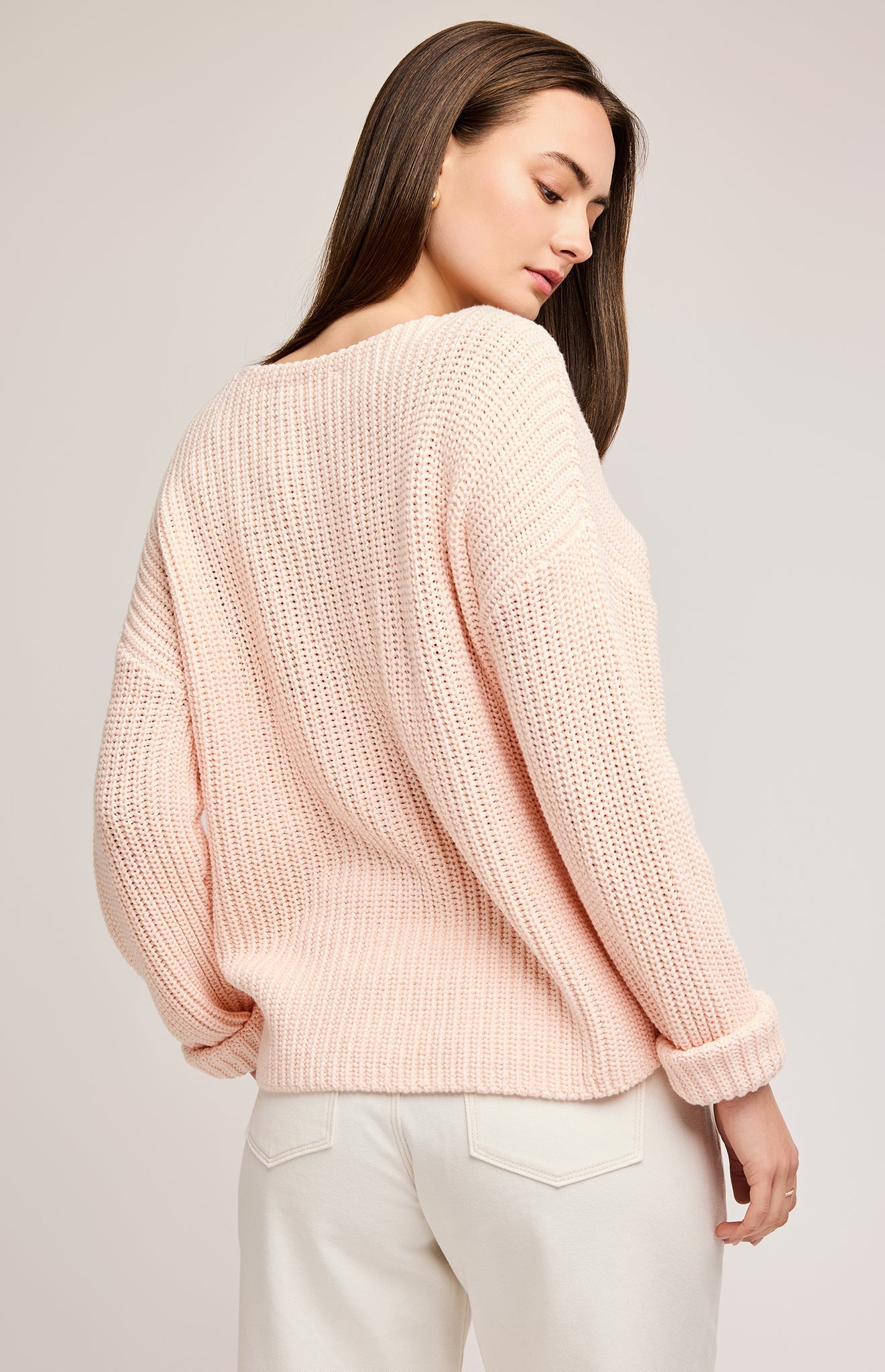 Spencer V-Neck Knit Pullover|color:Rosewater