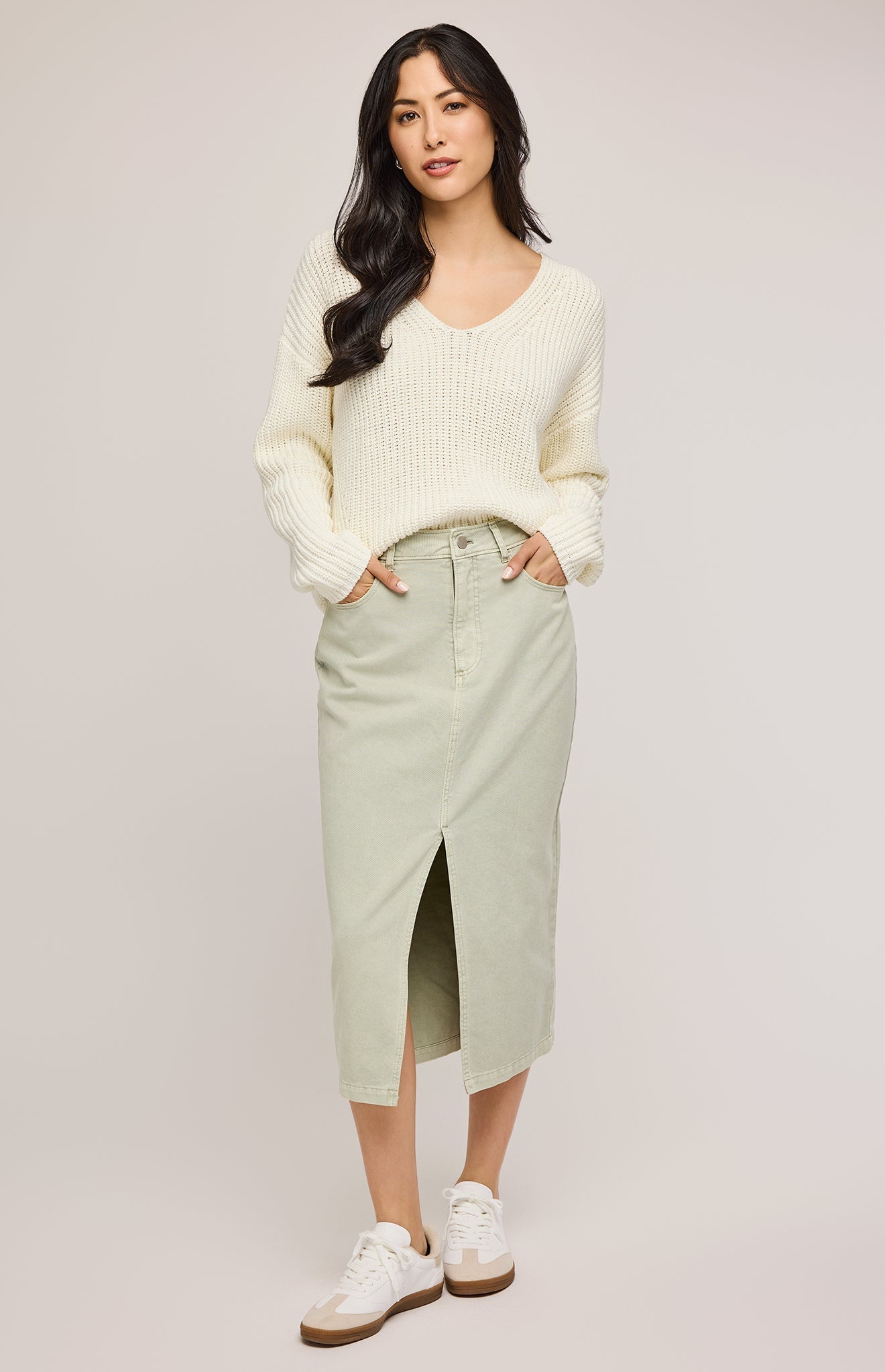 Georgia Midi Skirt|color:Cactus