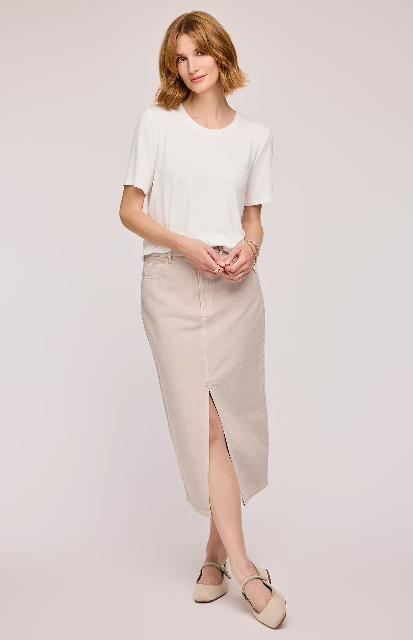 Georgia Midi Skirt|color:Pebble