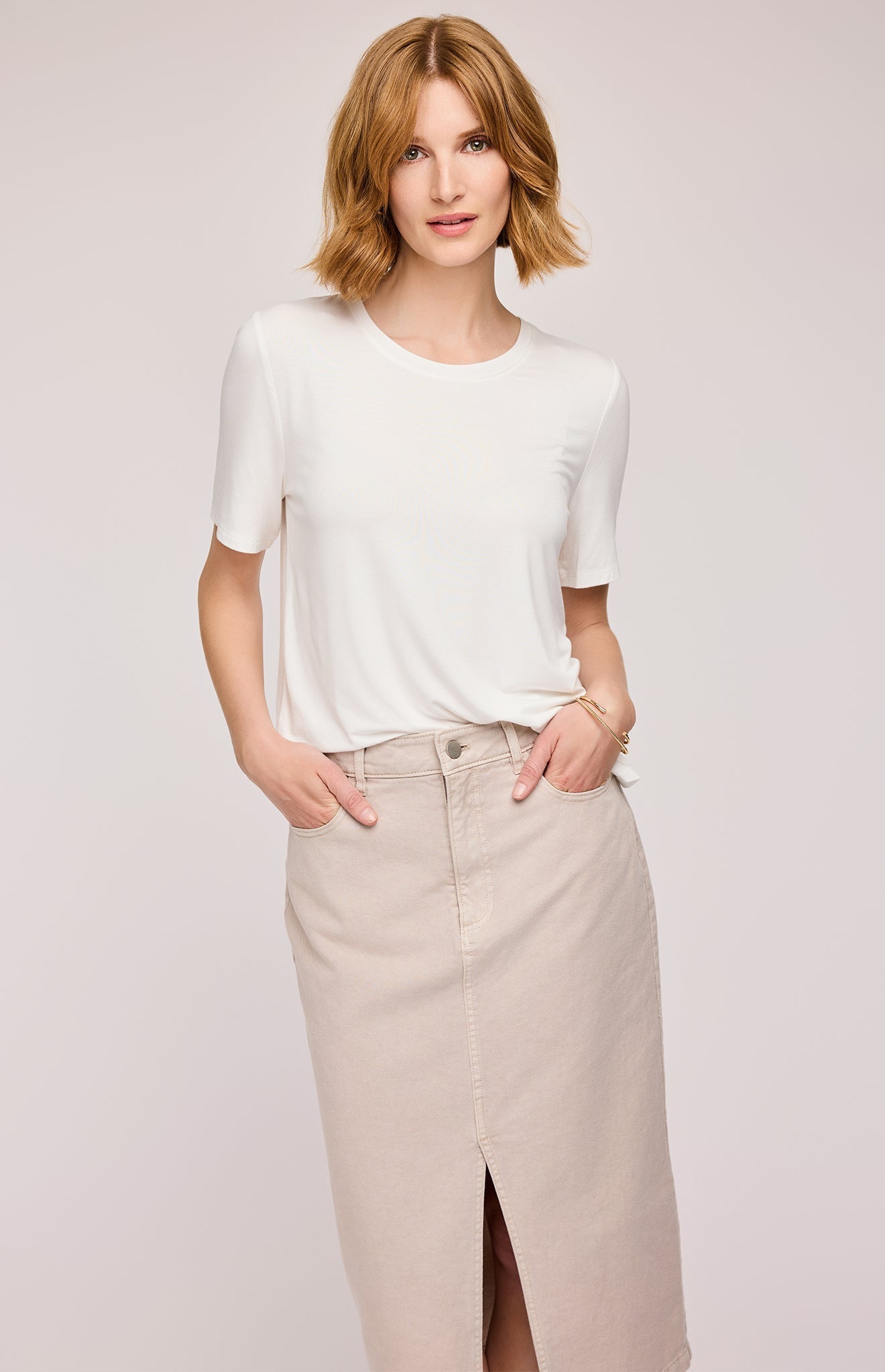 Georgia Midi Skirt|color:Pebble