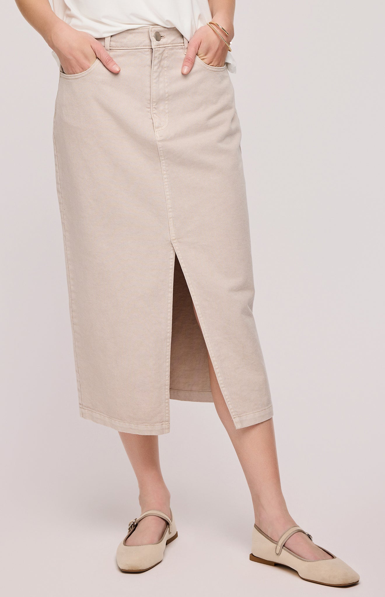 Georgia Midi Skirt|color:Pebble