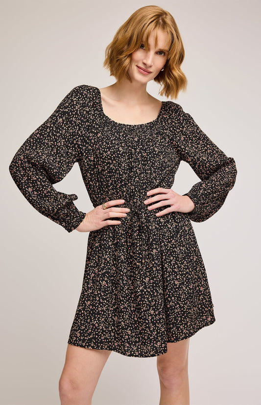 Sutton Floral Mini Dress|color:Black Wildflower