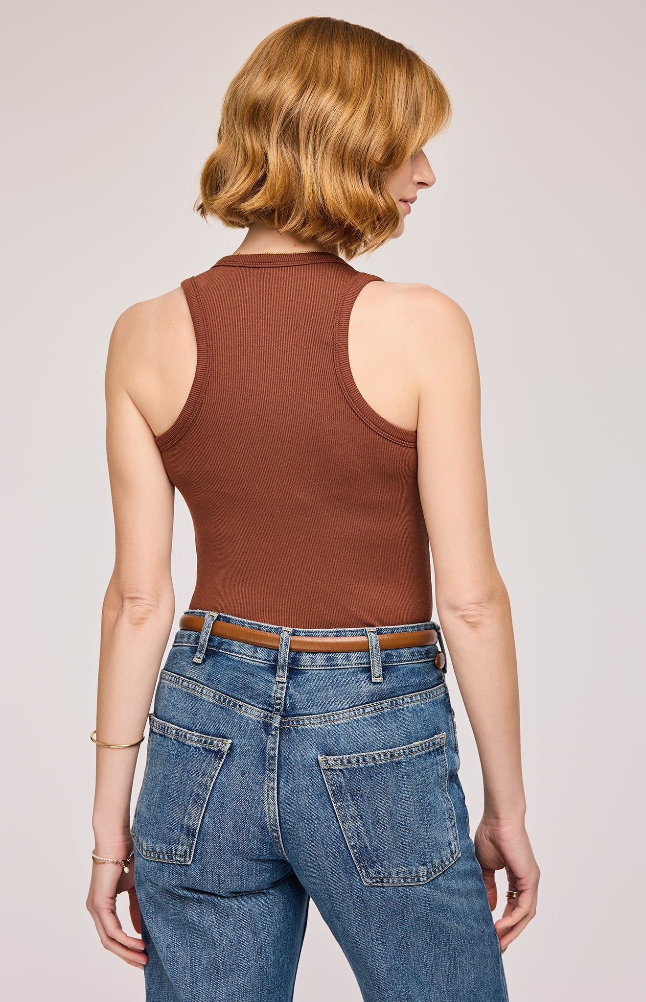 Bowen Ribbed Tank Top|color:Cappuccino