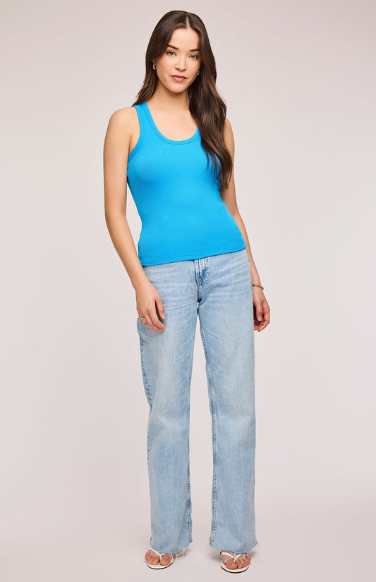 Bowen Ribbed Tank Top|color:Capri