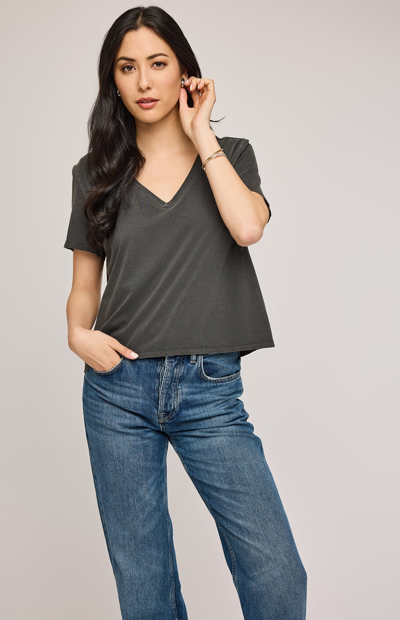 Lucy Cotton T-Shirt|color:Washed Black