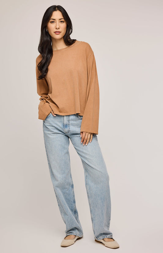 Naomi Long Sleeve Top|color:Cork