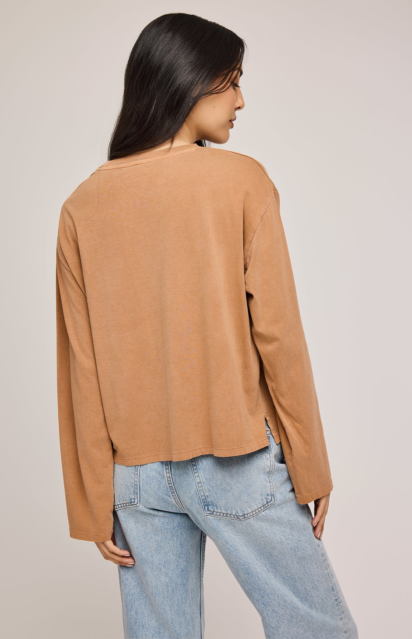 Naomi Long Sleeve Top|color:Cork