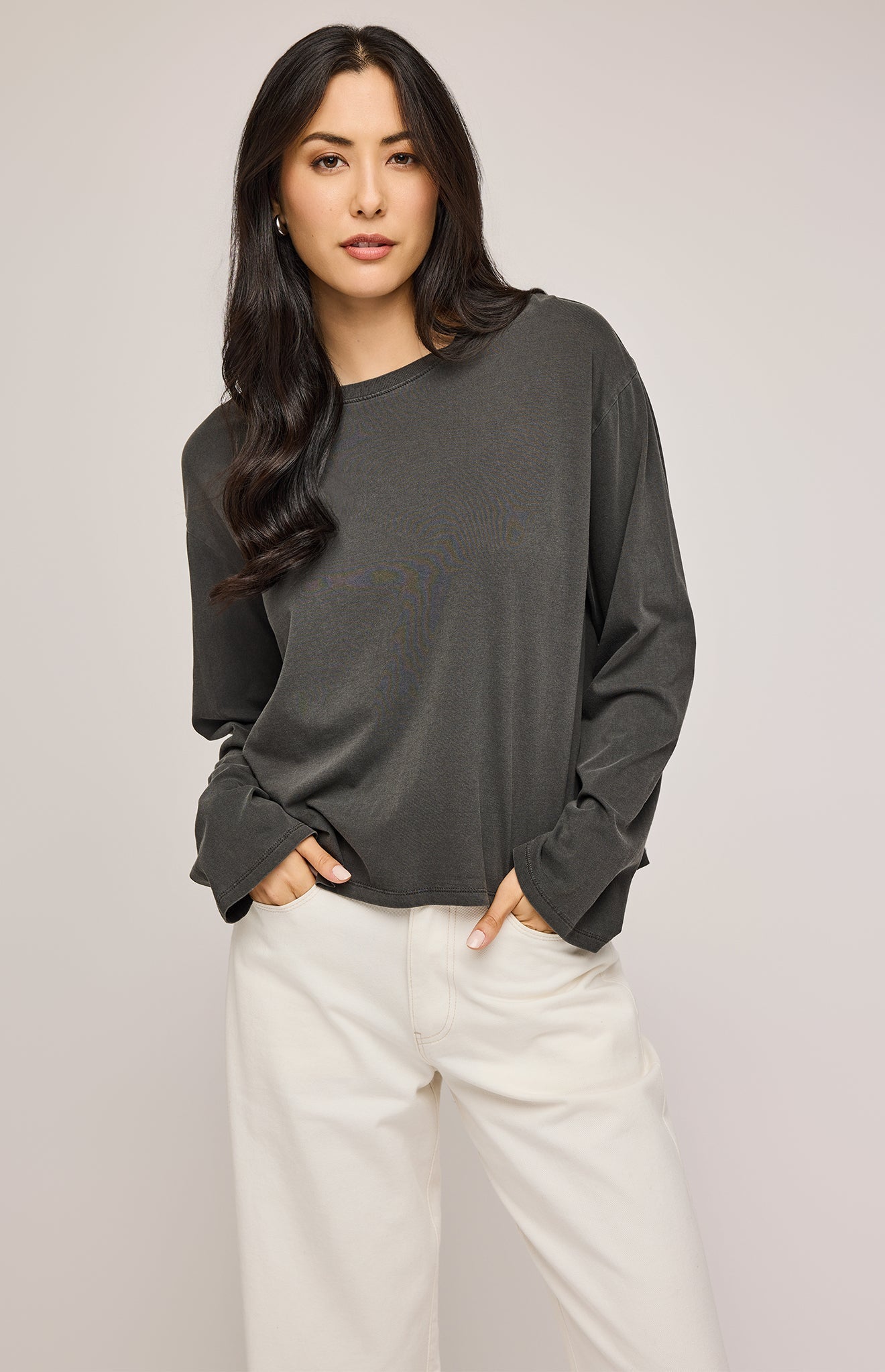 Naomi Long Sleeve Top|color:Washed Black