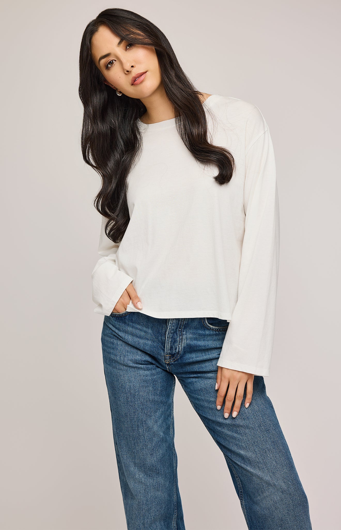 Naomi Long Sleeve Top|color:White