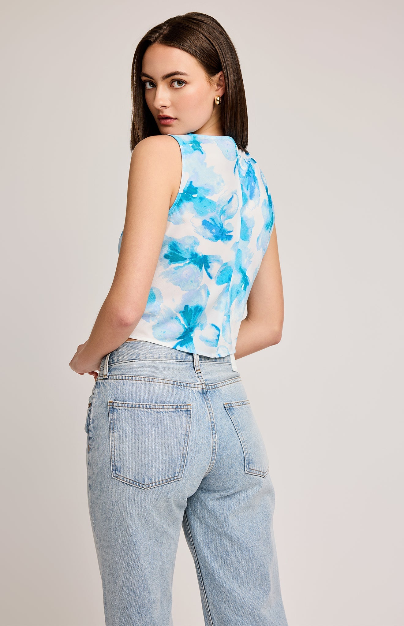 Lillian Satin Tank|color:Capri Petal