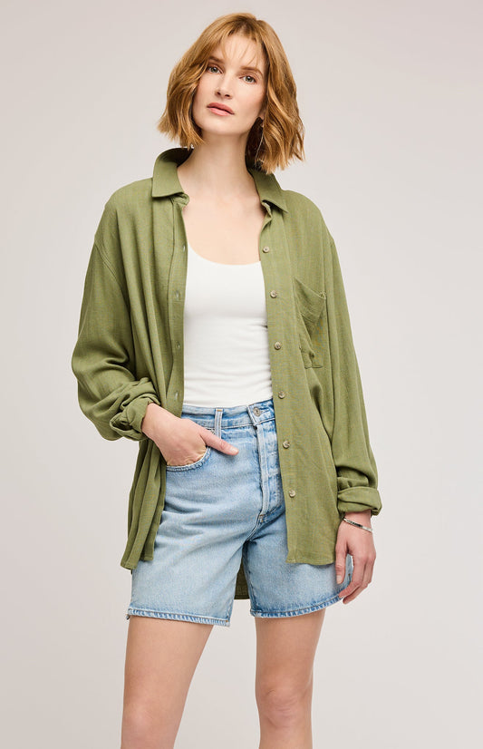 Portia Button Down Shirt|color:Matcha