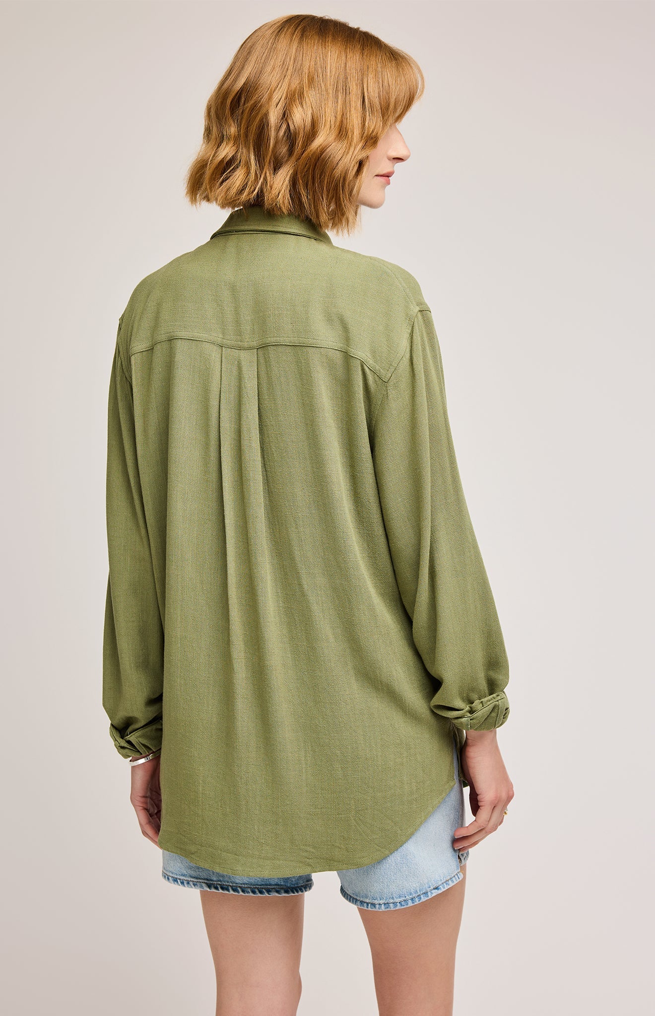 Portia Button Down Shirt|color:Matcha