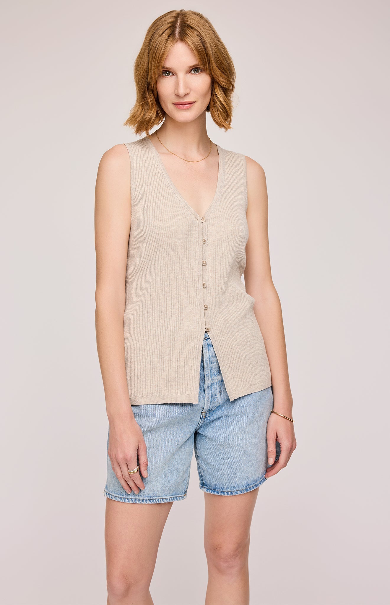 Miles Knit Tank|color:Heather Oat