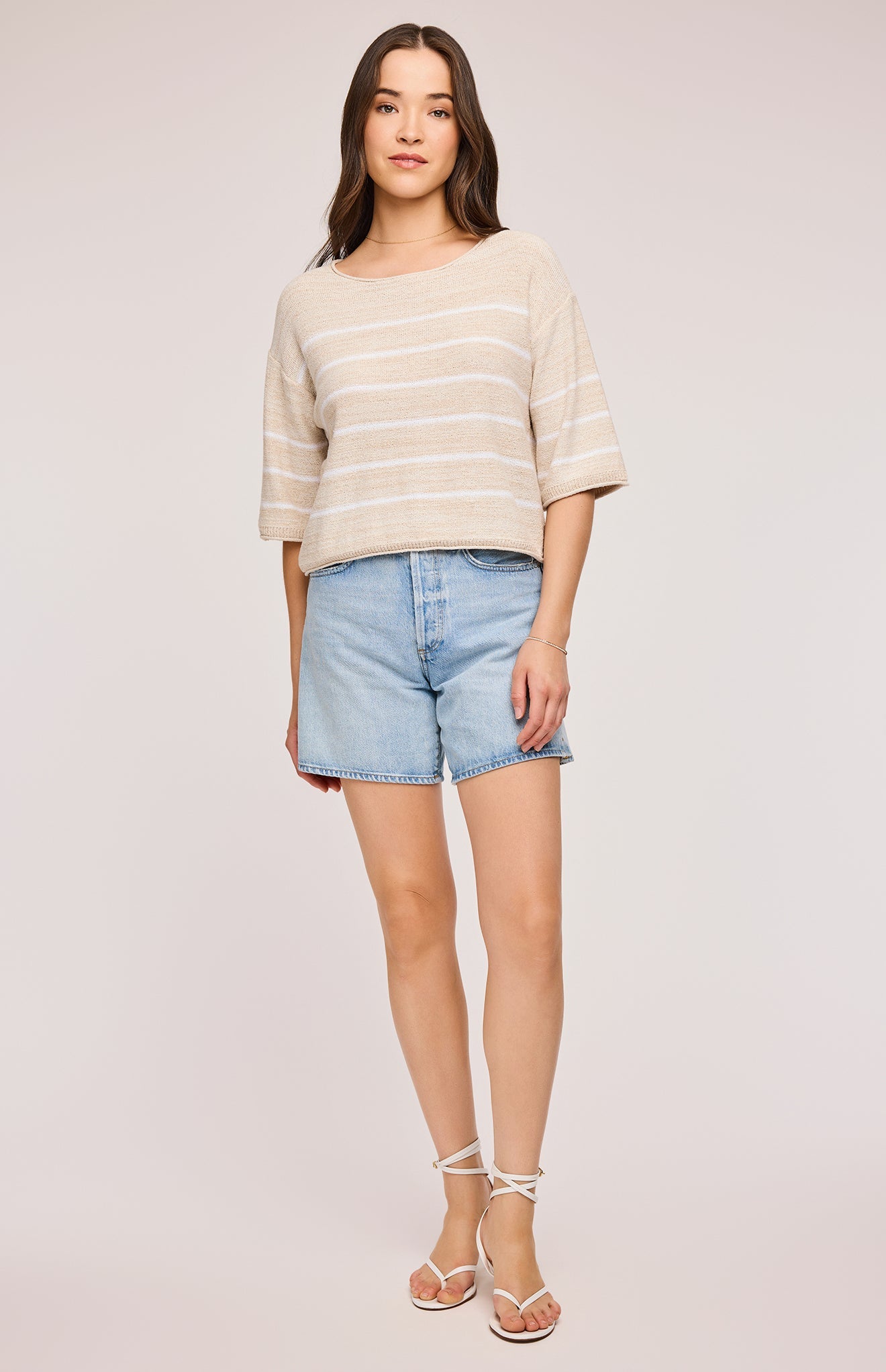 Kerrigan Knit Sweater|color:Linen Stripe