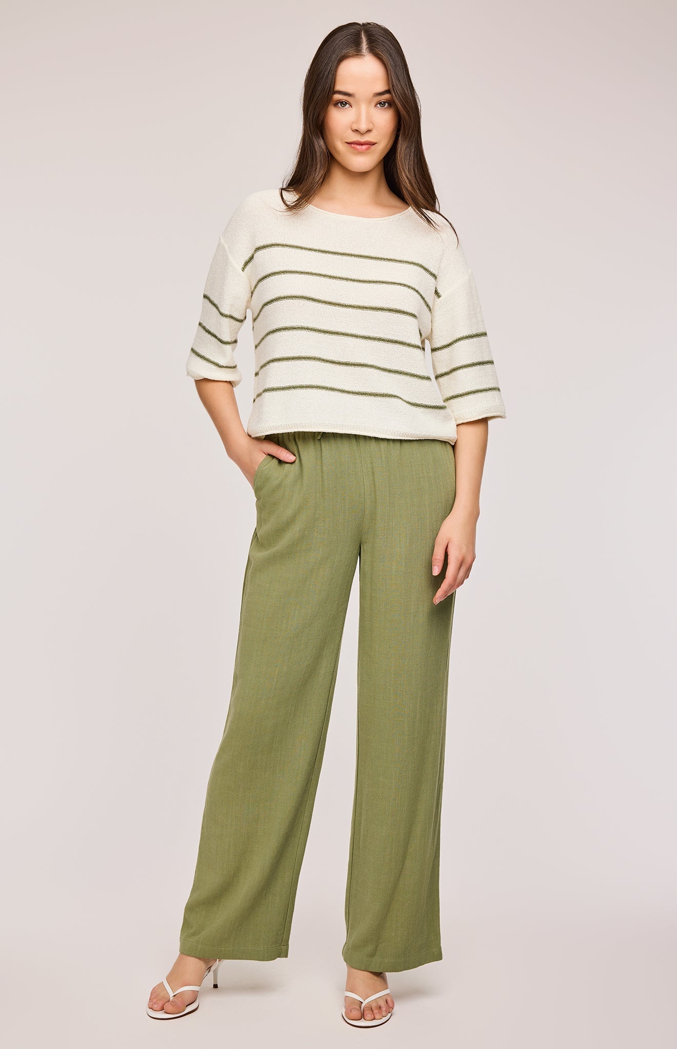 Kerrigan Knit Sweater|color:Matcha Stripe