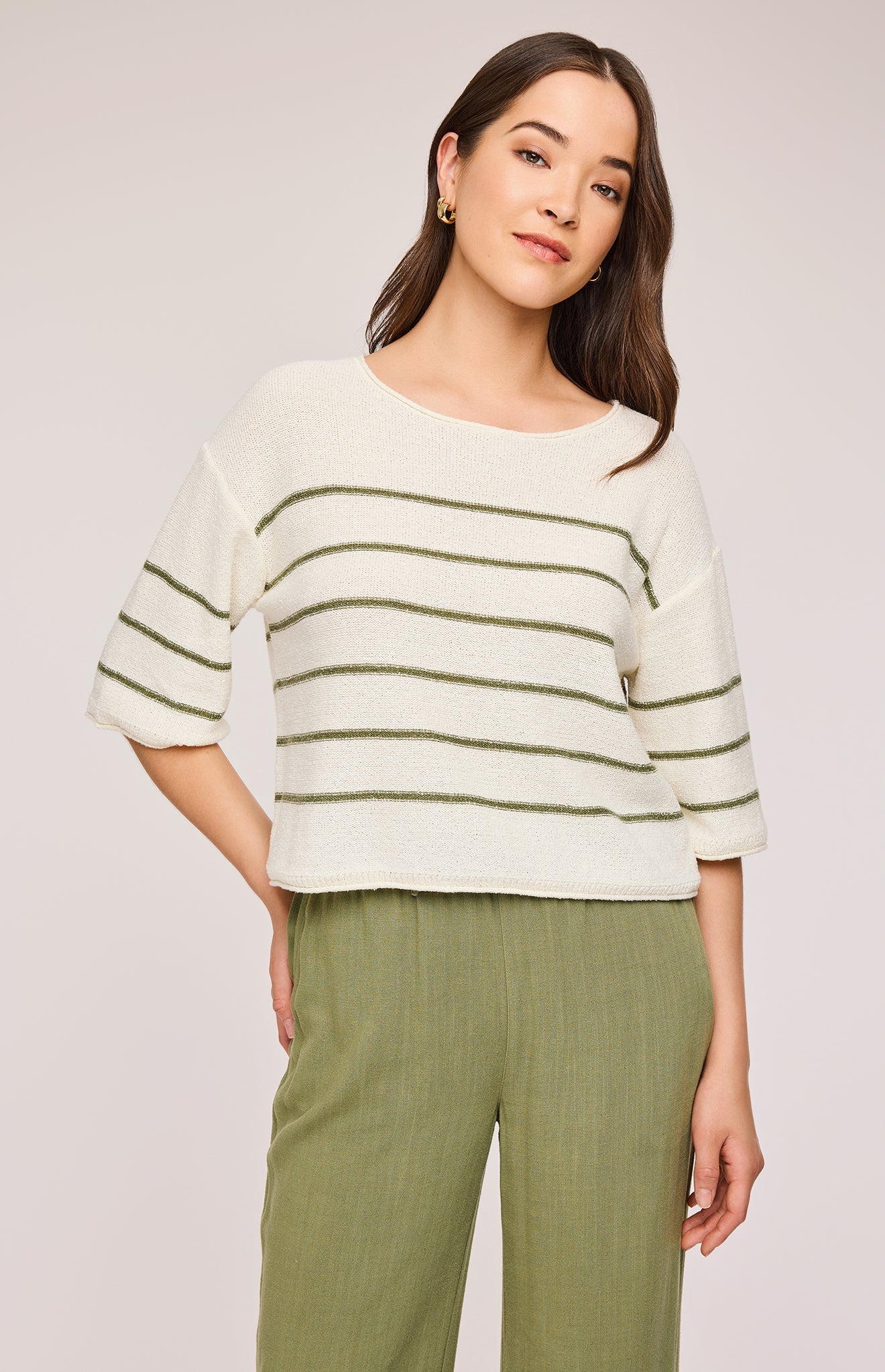 Kerrigan Knit Sweater|color:Matcha Stripe