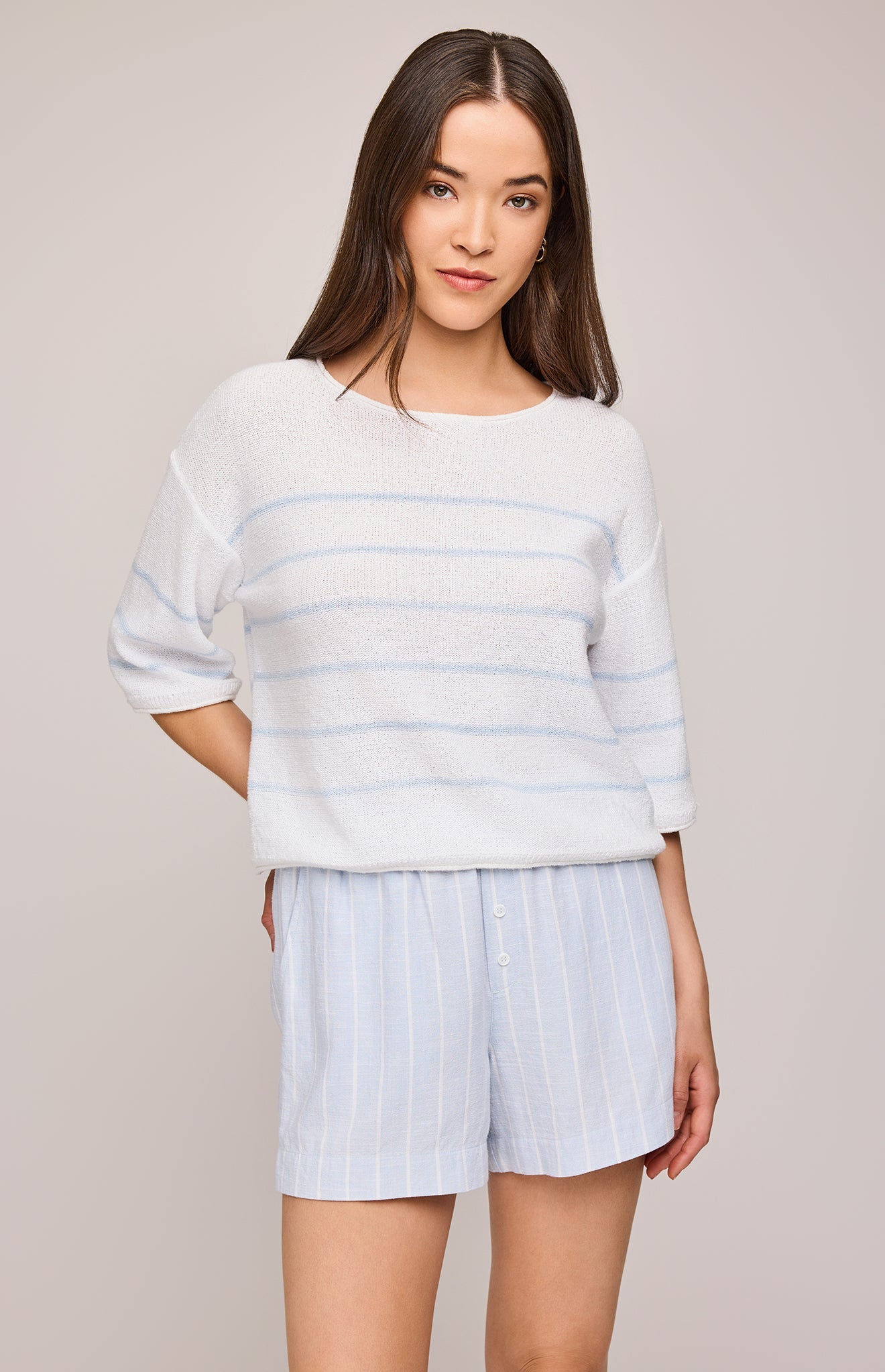 Kerrigan Knit Sweater|color:Sky Stripe